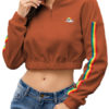 Pullover Sweatshirt Long Sleeves Zip Up Crop Tops - Image 5