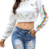 Pullover Sweatshirt Long Sleeves Zip Up Crop Tops