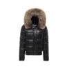 Real Raccoon Fur Long Sleeve Slim Hooded Pockets Heavy Coat - Image 5