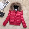 Real Raccoon Fur Long Sleeve Slim Hooded Pockets Heavy Coat - Image 4