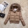Real Raccoon Fur Long Sleeve Slim Hooded Pockets Heavy Coat - Image 3