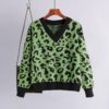 Retro Leopard V Neck Warm Elastic Jumper Sweater - Image 8