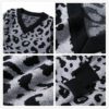 Retro Leopard V Neck Warm Elastic Jumper Sweater - Image 9