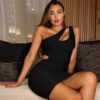 Sexy One Shoulder Sleeveless Hollow Out Bandage Party Dresses - Image 2