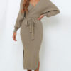 Sexy V-Neck Lace Up Long Sleeves Knit Sweater Bodycon Dresses - Image 6