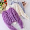 Sexy V Neck Solid Loose Casual Long Sleeve Elastic Cardigans - Image 3