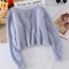 Sexy V Neck Solid Loose Casual Long Sleeve Elastic Cardigans - Image 7