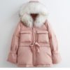 Slim Jackets Large Natural Raccoon Fur Hooded Coat