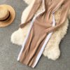 Stand Collar Long Sleeve Jumper Bodycon Sweater Dresses - Image 9