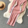 Stand Collar Long Sleeve Jumper Bodycon Sweater Dresses - Image 11