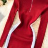 Stand Collar Long Sleeve Jumper Bodycon Sweater Dresses - Image 15