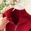 Stand Collar Long Sleeve Jumper Bodycon Sweater Dresses - Image 16