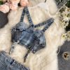 Strapless Tank Tops Denim Ripped Shorts Two Piece Set - Image 5