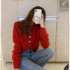 Sweaters V-Neck Buttons Fashionable Korean Knitwears - Image 5