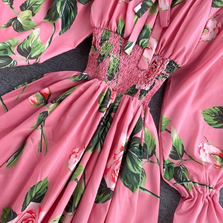 Sweet Flower Slash Neck Long Sleeve Off Shoulder A-line Dress - Image 21