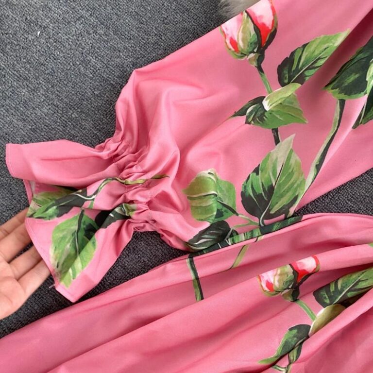 Sweet Flower Slash Neck Long Sleeve Off Shoulder A-line Dress - Image 23