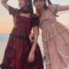 Sweet Lolita OP Idol Stage Plaid Short Sleeves One Piece Dresses