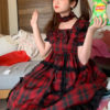 Sweet Lolita OP Idol Stage Plaid Short Sleeves One Piece Dresses - Image 2
