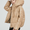 Thick Warm PU Faux Leather Padded Coat - Image 7