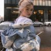 Tie Dye Bubble Coat Casual Hooded Cotton Puffer Cropped Jacket