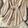 Turn-Down Collar Long Sleeve Button Solid Office Dress Outwear - Image 20