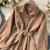 Turn-Down Collar Long Sleeve Button Solid Office Dress Outwear - Image 21