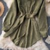 Turn-Down Collar Long Sleeve Button Solid Office Dress Outwear - Image 24