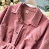 Turn-Down Collar Long Sleeve Button Solid Office Dress Outwear - Image 25