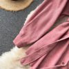 Turn-Down Collar Long Sleeve Button Solid Office Dress Outwear - Image 28