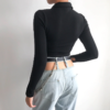 Turn Down Collar Long Sleeve Crop Jackets - Image 3