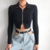 Turn Down Collar Long Sleeve Crop Jackets - Image 4