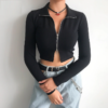 Turn Down Collar Long Sleeve Crop Jackets