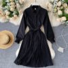 Turn-down Collar Long Sleeve Elegant A-line Office Dresses - Image 5