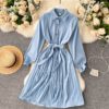 Turn-down Collar Long Sleeve Elegant A-line Office Dresses - Image 10