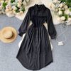 Turn-down Collar Long Sleeve Fashion A-line Dresses - Image 3