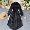 Turn-down Collar Long Sleeve Fashion A-line Dresses - Image 4