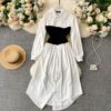 Turn-down Collar Long Sleeve Fashion A-line Dresses - Image 6