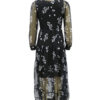 Turndown Collar Long Sleeve Floral Print Tulle Long Dress - Image 4