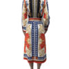 Turndown Collar Long Sleeve Lace Up Striped Long Dress - Image 3