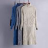 Turtle Neck Knitted Slim Long Sleeve Split Sweater Dresses - Image 2