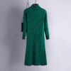 Turtle Neck Knitted Slim Long Sleeve Split Sweater Dresses