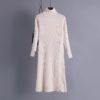 Turtle Neck Knitted Slim Long Sleeve Split Sweater Dresses - Image 8