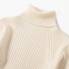 Turtle Neck Knitted Slim Long Sleeve Split Sweater Dresses - Image 11