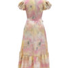V-Neck Short Sleeves Printed Lace Up Irregular Long Dress - Image 4