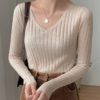 V-Neck Solid Tops Minimalist Slim Bottoming Sweaters - Image 2
