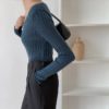 V-Neck Solid Tops Minimalist Slim Bottoming Sweaters - Image 5