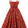 Vintage Sleeveless Straps Neck Floral Print Bows Rockabilly Swing Dress - Image 2