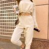 Batwing Sleeve Hooded Cropped Tops Calf Length Sport Casual Pants