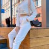 Batwing Sleeve Hooded Cropped Tops Calf Length Sport Casual Pants - Image 5