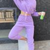 Batwing Sleeve Hooded Cropped Tops Calf Length Sport Casual Pants - Image 7
